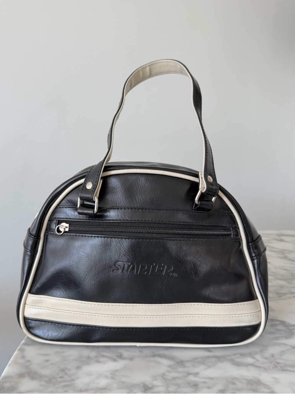 Y2K STARTER Black and Cream Dome bowling Bag purse